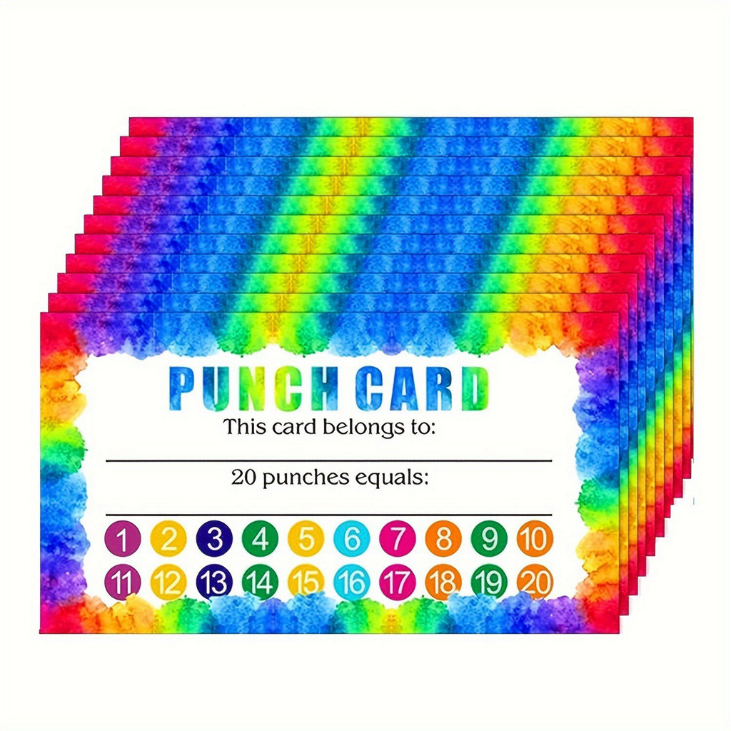 

50pcs Punch Cards, My Reward Cards for Student, Home Behavior Incentive, Loyalty Cards Flower Punch Cards