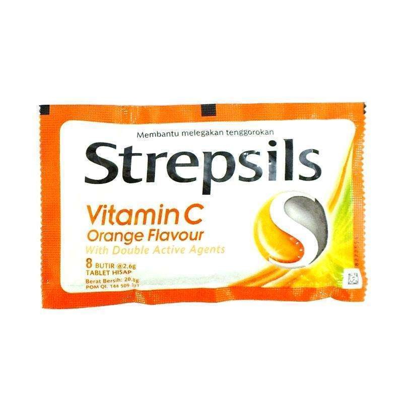 

Strepsils Orange Flavour Vit C Permen [8 x 2.6 g/ Sachet]