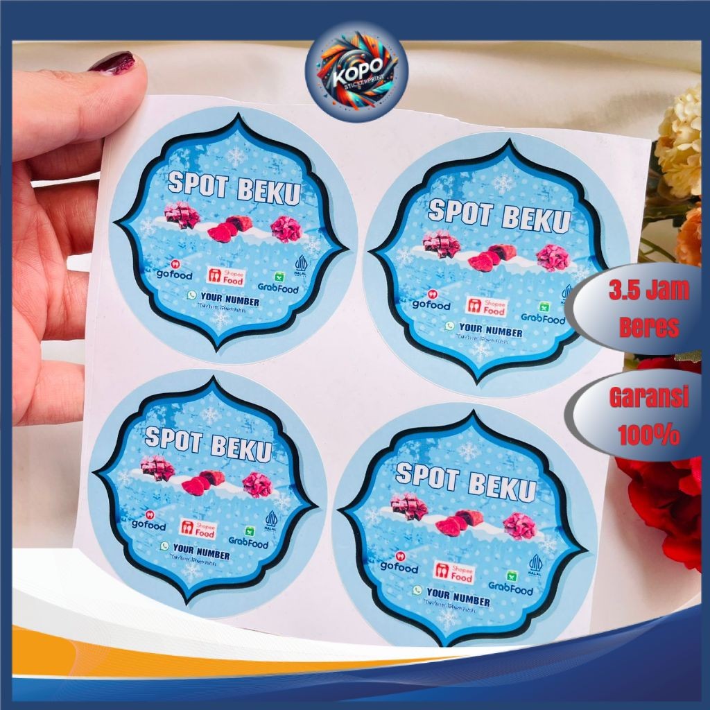 

KOPO 5-8 Sticker Vinyl Frozen Food Bulat Label Kemasan Makanan Simpan Beku Basah Uk.Sedang