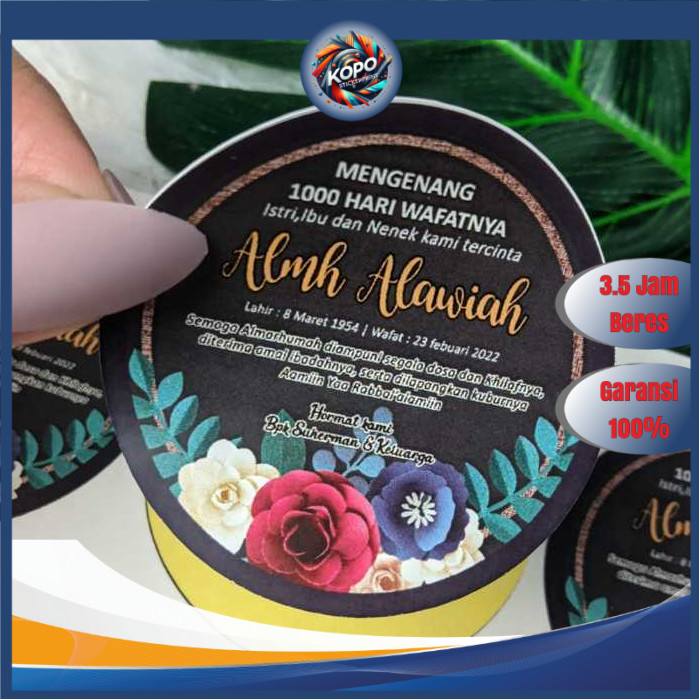 

KOPO Stiker Tahlil Tahlinan Pengajian a3 Sticker Mengenang Wafatnya 40 100 1000 Hari Untuk nasi box