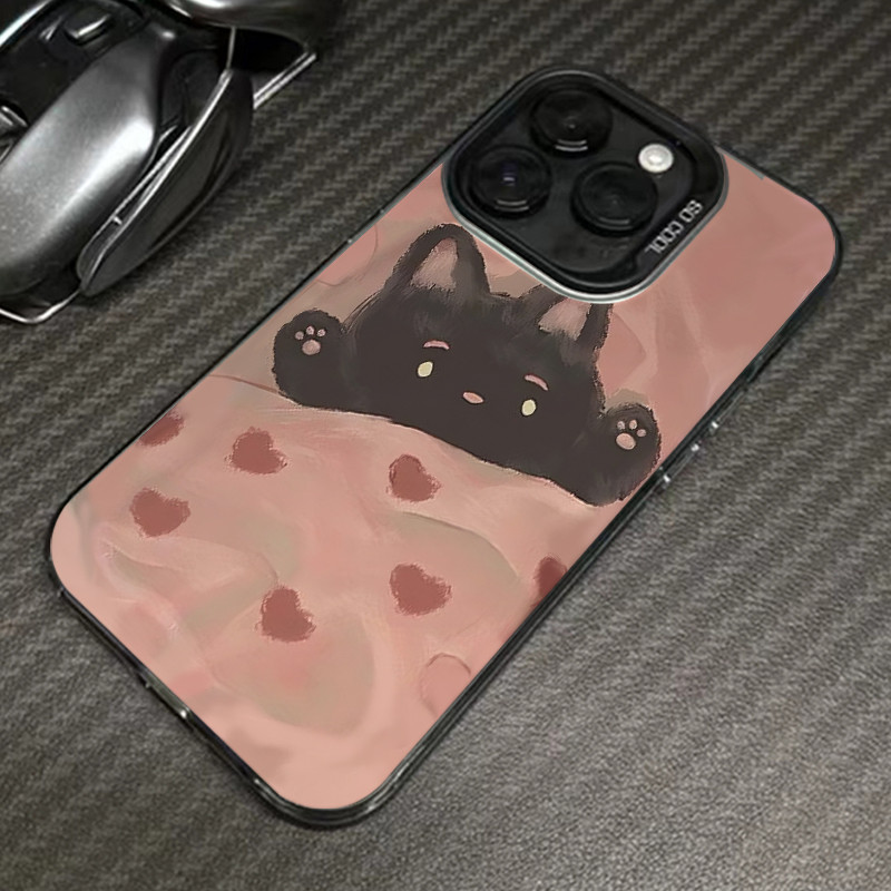 [Suka-Suka]Case kucing lucu case Kucing hitam case Aesthetic Compatible For Iphone 11 13 12 15 14 Pr
