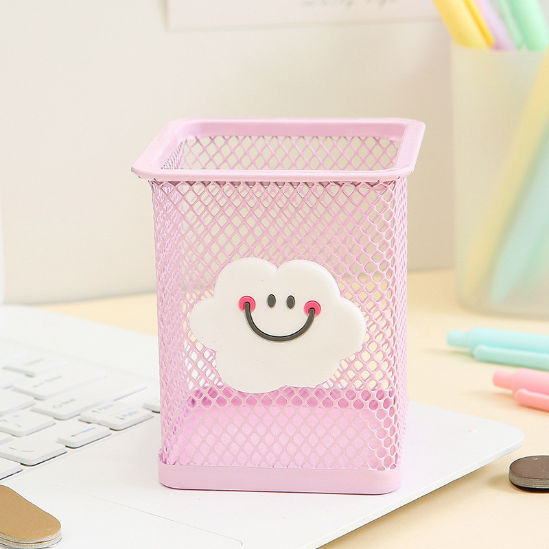 

1pc Pink Metal Pen Holder Office Organizer Cosmetic Square Pencil Pen Stand Holders Stationery Container Office School Supplies
