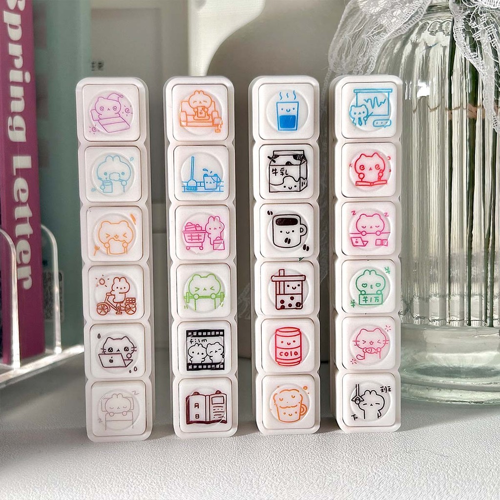 

WAKAWAKA Decorative Stamps for Scrapbooking Kawaii Stamps Stationery For Journal Planner Arts Diy Crafts Album