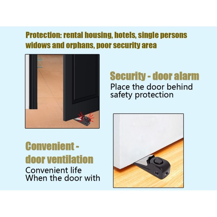 

Door Stop Alarm tu 120dB Anti Maling Portae Penahan tu NonSlip