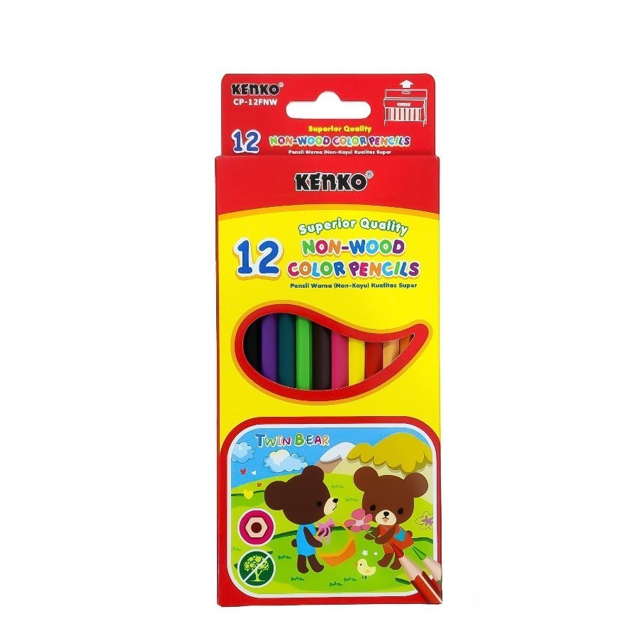 

Pensil Warna Panjang / Colored Pencils Superior Quality Non-Wood 12 Warna - Kenko CP-12FNW
