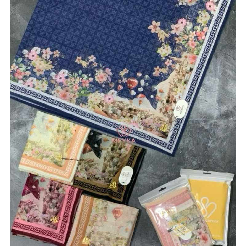 [COD] Paket Hemat 3 pcs Meyka Scarves Voal Sublime Motif Digital Printing Metal logo / Voal Ultrafin
