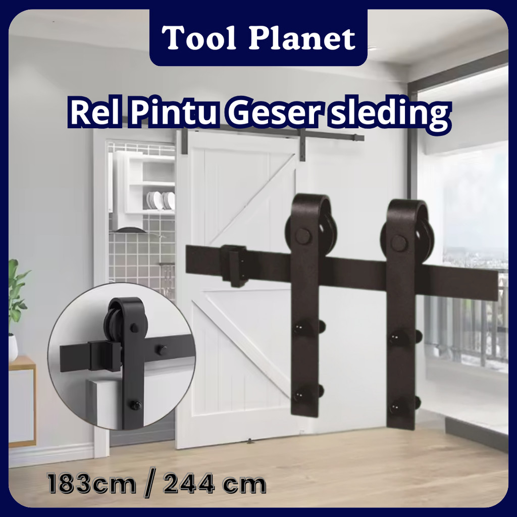 Tool Planet **Garansi 1 Tahun** 6FT/6.6FT/8FT Rel Pintu Geser Sleding Baja Karbon Bergerak Kit Barn 