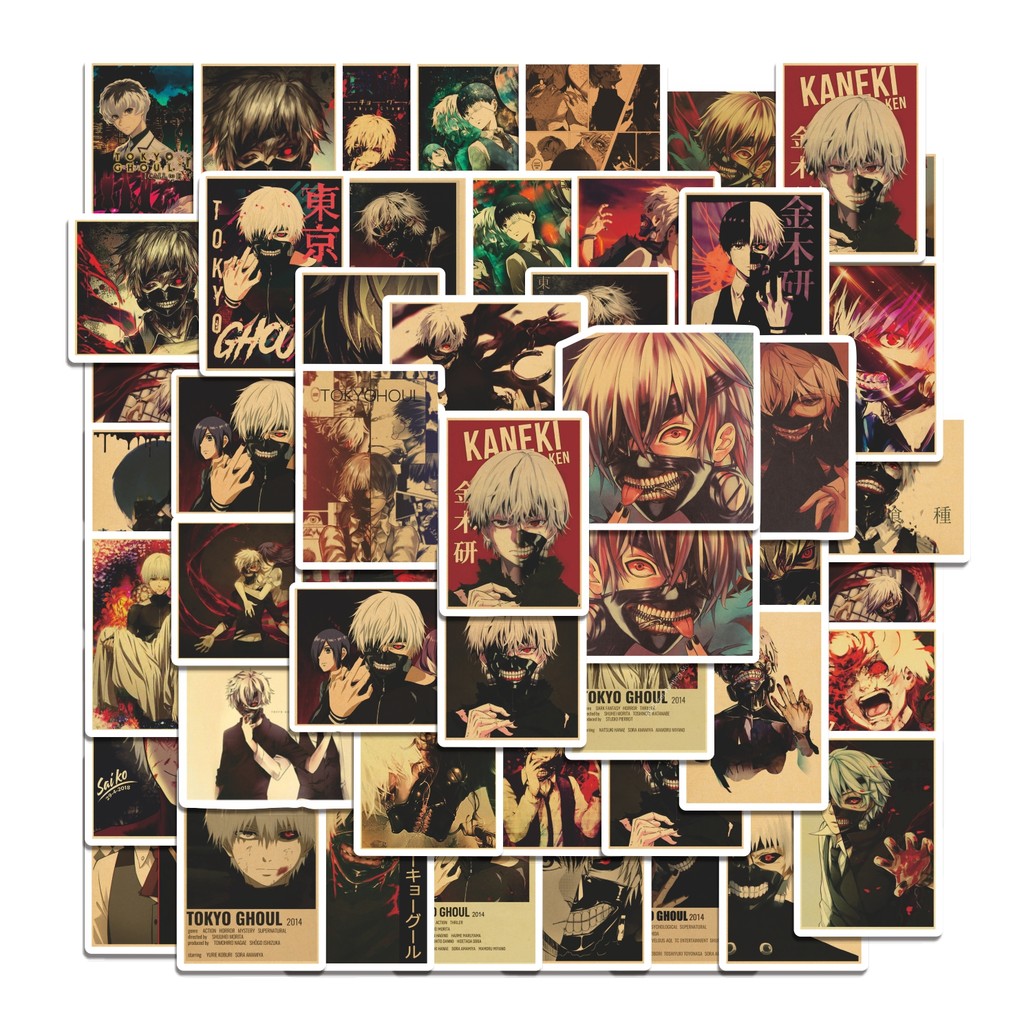 

COD 50 Pcs Stiker Poster Retro Tokyo Ghoul Lucu Anti Air Untuk Dekorasi Notebook Sepeda Skateboard Handphone