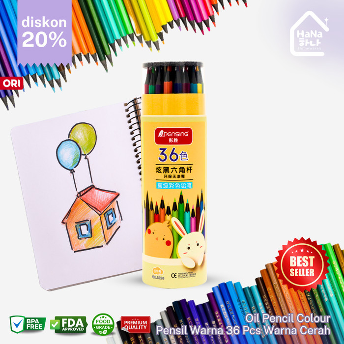 

Hana Colored Oil Pencil - 36 Pcs Pensil Warna Cerah Tidak Beracun Include Box