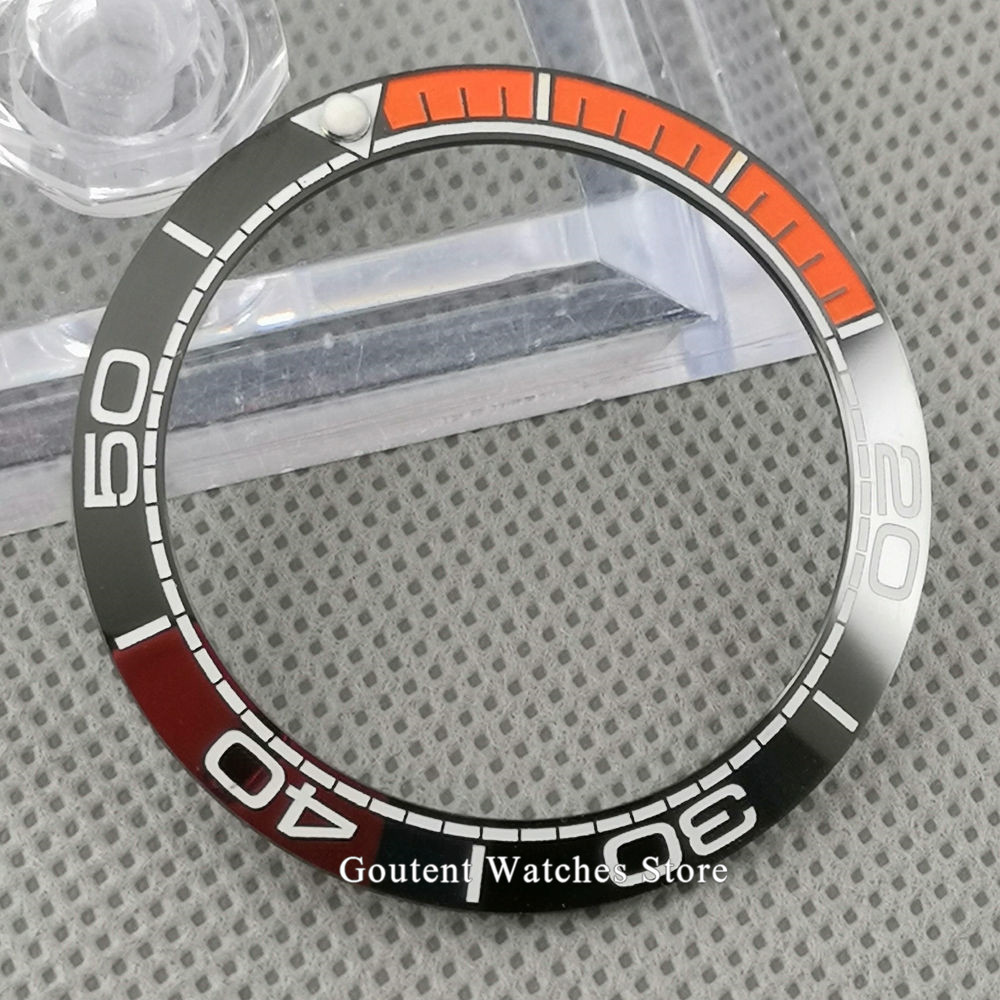 40mm Wat  Bezel Black/Deep blue Orange Ceramic Bezel Insert Fit 43mm Automatic Wat