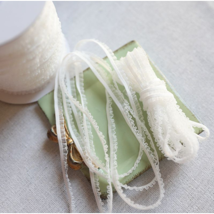 

5 Meters/lot white 6mm thin ruffle elastic lace sewing ribbon guipure lace trim or fabric warp knitting DIY Garment Accessories