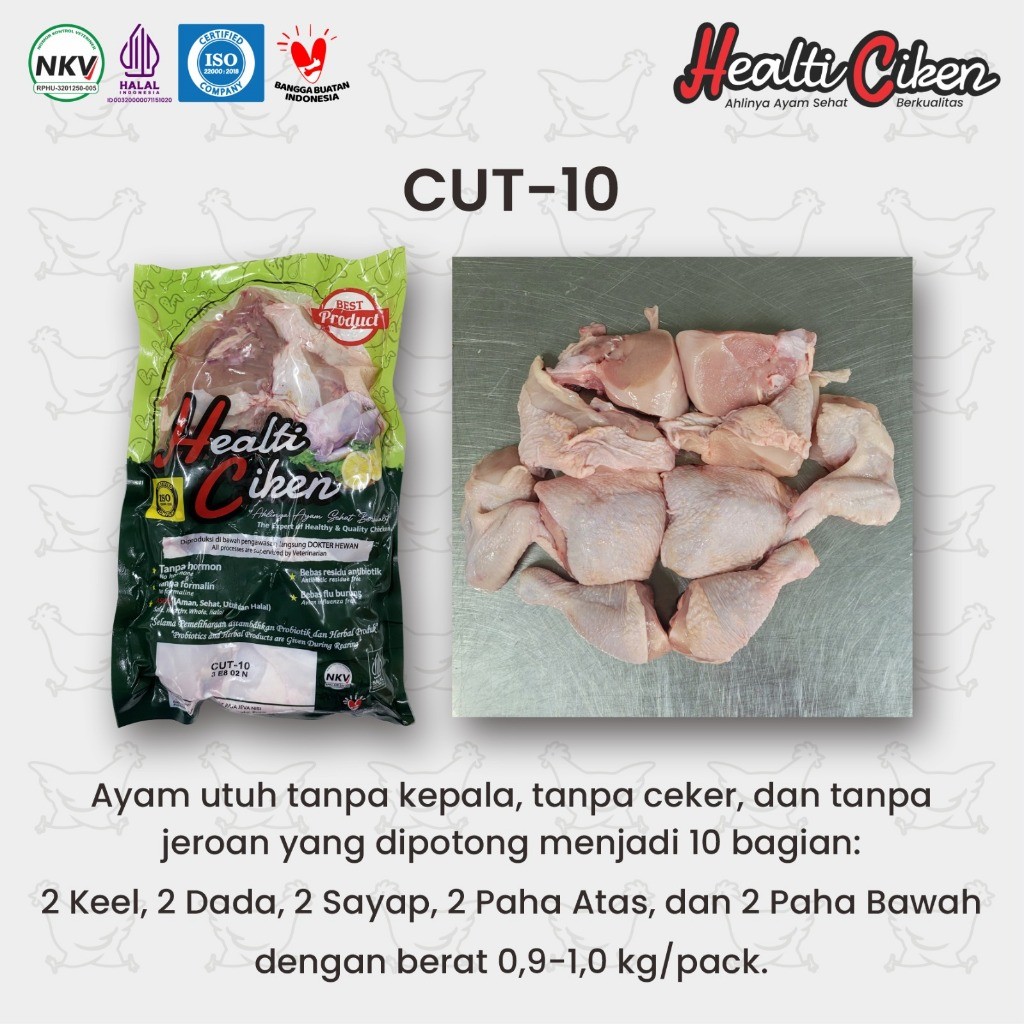 

HEALTI CIKEN AYAM PROBIOTIK POTONG 10 0.9 - 1 KG