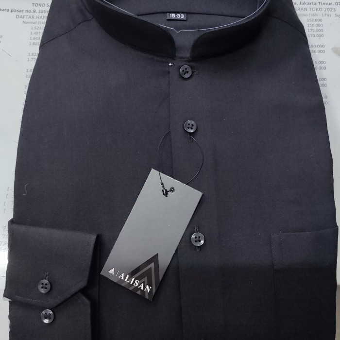 alisan lengan panjang koko promo - abu muda, XL / 16 - 34