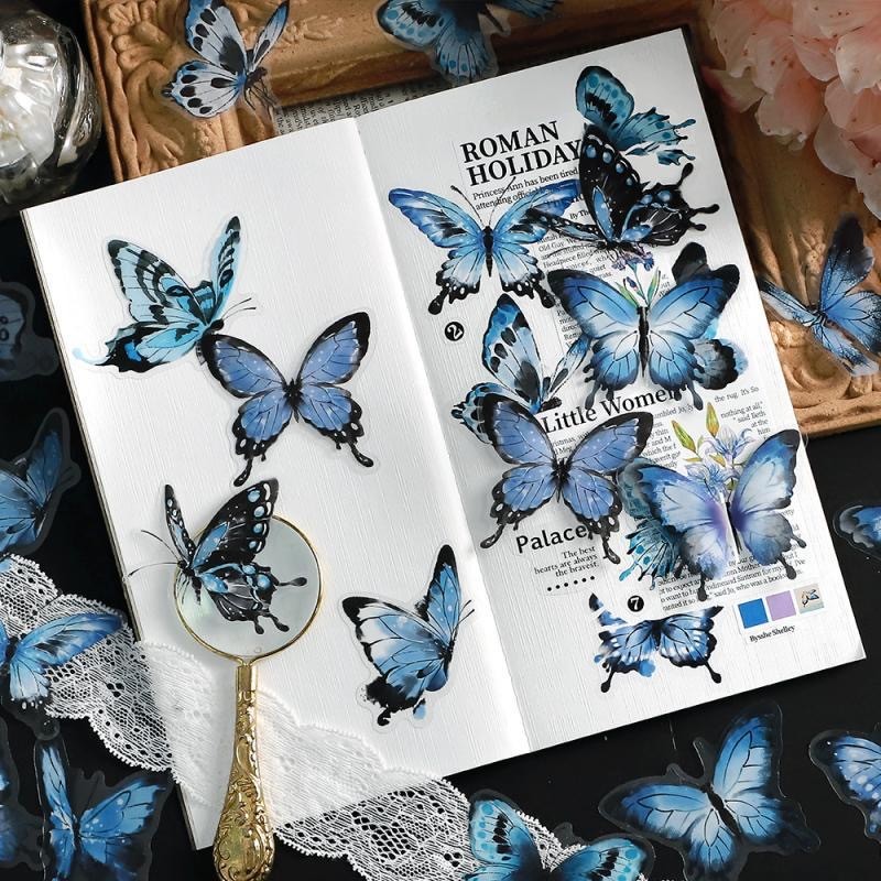 

Stiker Aesthetic 40pcs Butterfly Deco Sticker Diy Scrapbook Jurnal Lucu Deco Waterproof Bahan Buku Stiker Korea
