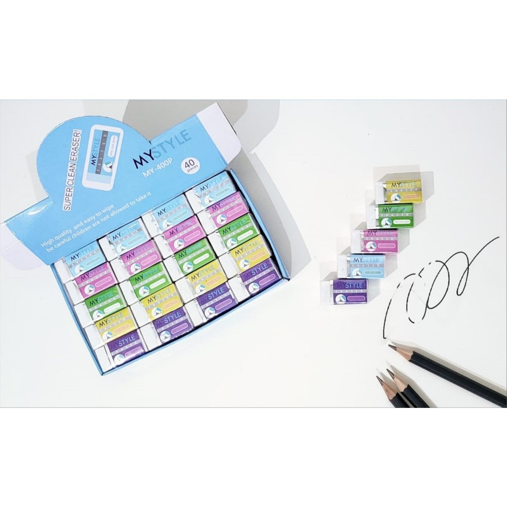 

BOBOMART ERASER MY-400 1BOX ISI 40PCS PENGHAPUS PENSIL BEBAS PVC BEBAS DEBU TIDAK BERACUN