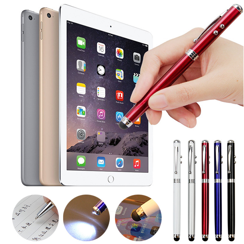 

4 In 1 Multifunctional Ballpoint Pen With Laser Led Universal Mobile Phone Capacitive Stylus Touch Pen Creative Stationery
