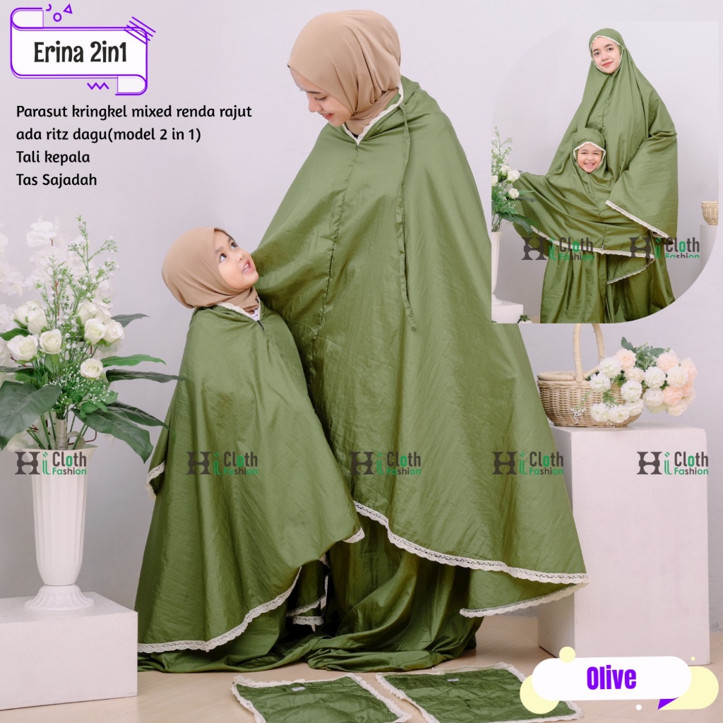 Hicloth Mukena Travel parasut  Renda Dewasa Anak Premium Tas Sajadah