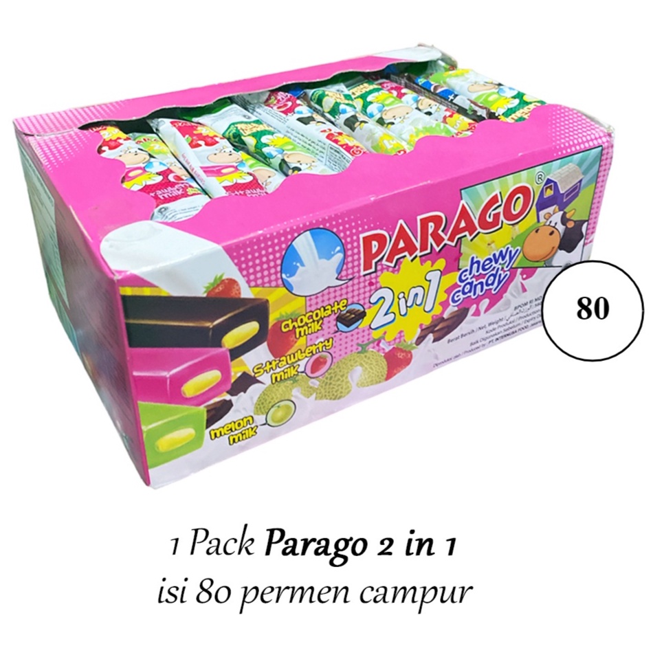 

PARAGO Permen Lunak Parago Pack isi 80 Permen Parago Rasa Susu Coklat Buah 2in1 ORIGINAL