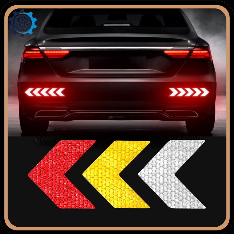 【10PCS】Sticker Mobil Reflektor Keselamatan Stiker Reflektif Untuk Bumper Belakang Mobil Stiker Reflektif Keselamatan Otomotif Super Reflektif Safety Sticker 【Leleh】