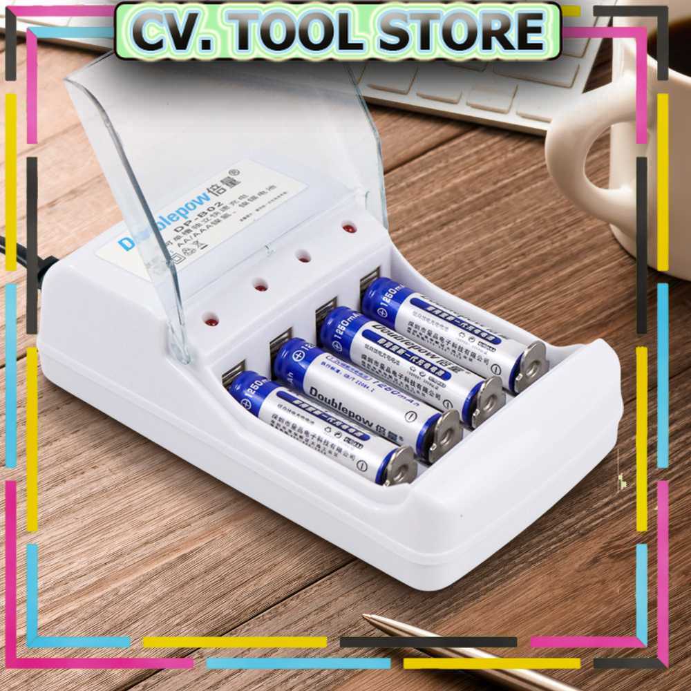 TOOL STORE - Doublepow Charger Baterai 4 slot AA/AAA with 4PCS AAA 1250 mAh DP-B02 - DP-B02