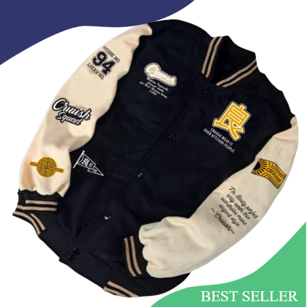 IDOLA Jaket Varsity Baseball Pria Wanita - Varsity Jacket Vintage Baseball Original Idola Trlengkap 