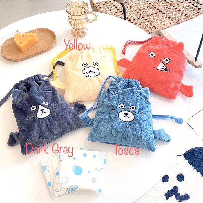 Jual PANACHE Bentoy Cute Yoyo Drawstring Cosmetic Phone Pouch Kantong Serut - YOYO DARK GREY