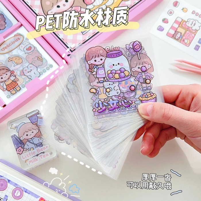 

100 Lembar Sticker Momo Cake PET Anti Air Anti Robek Viral - Momo CAKE