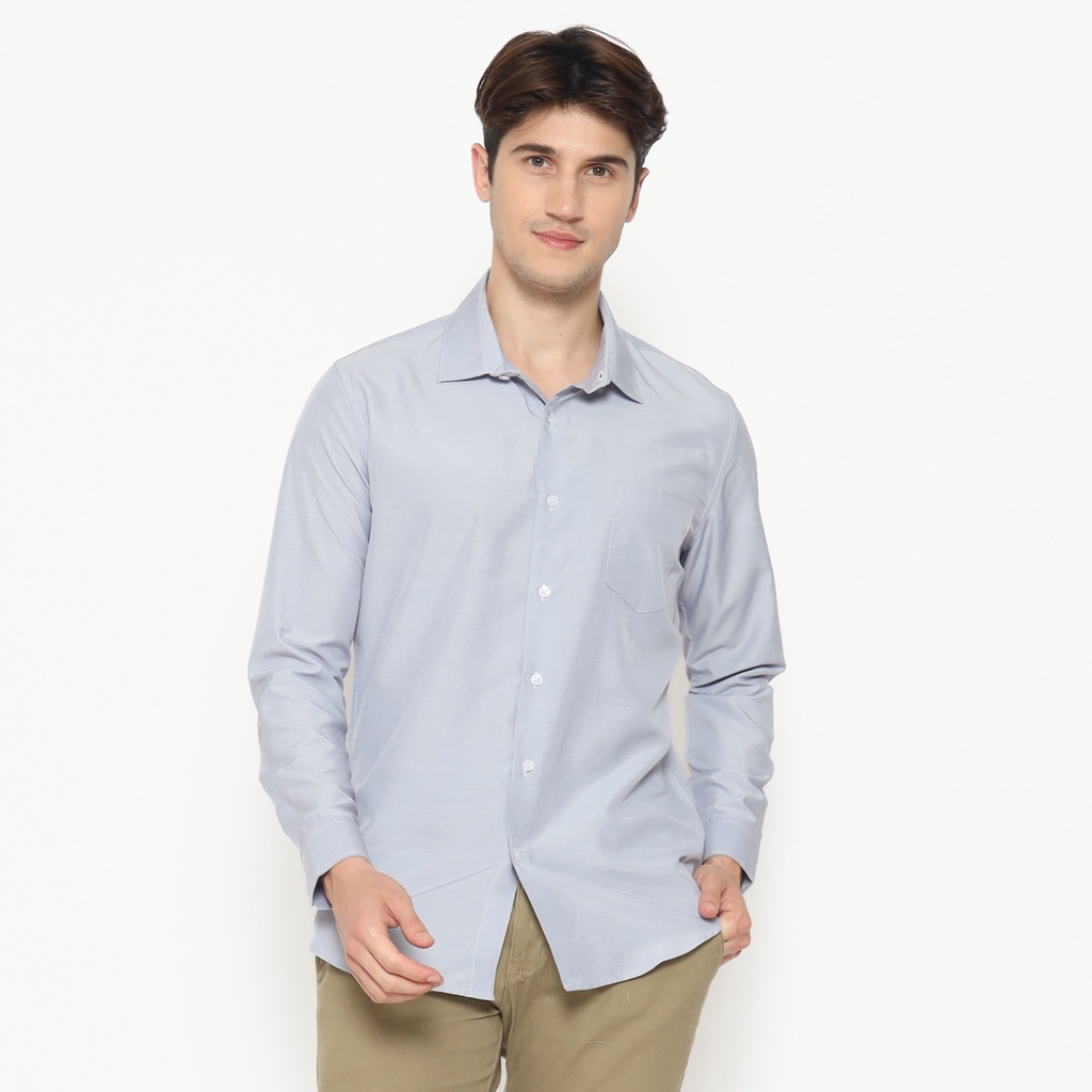 MAGINOT Kemeja Pria Basic Polos Panjang GREY