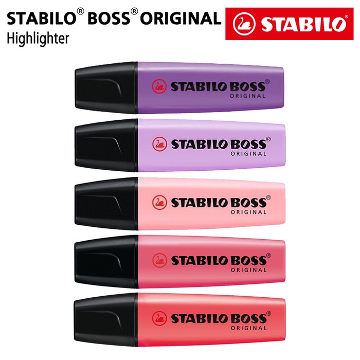 

[New] STABILO SET 5 - BOSS Original Pastel Highlighter Ungu Pink Merah