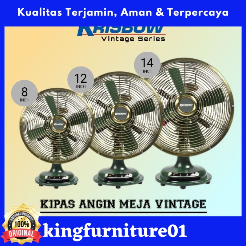 KIPAS ANGIN MEJA VINTAGE GREEN SERIES KRISBOW
