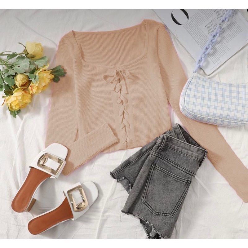 BLOUSE KOREA -BLOUSE CROP - UNCARIA BLOUSE