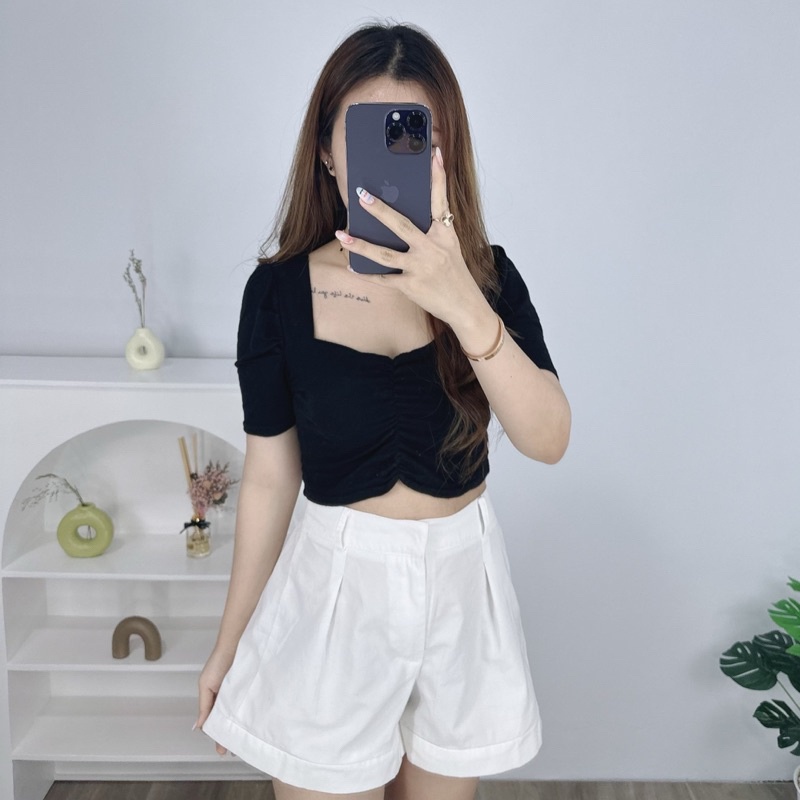 Jesly Puffy top | Crop top puffy kerut