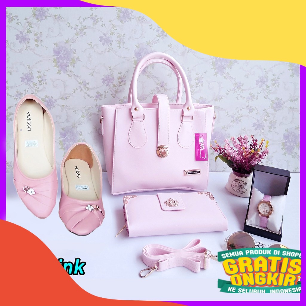 TAS PAKET SLOT, SET TAS PAKET DOMPET SEPATU, COCOK UNTUK KADO DAN SESERAHAN/ Grey abu