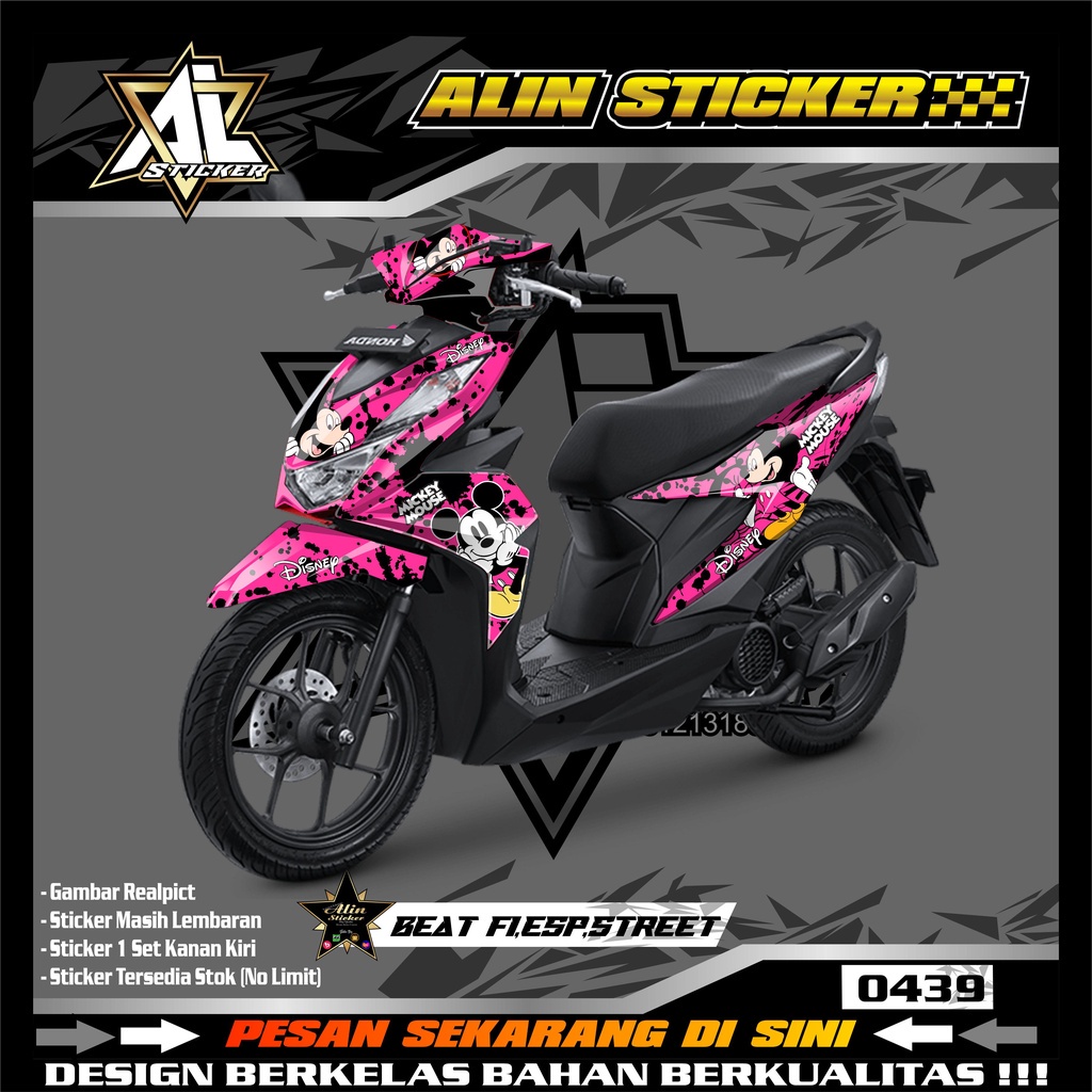 0439 Sticker Decal Honda BEAT FI,ESP/STREET 2017-2019 Variasi List Mickey Mouse