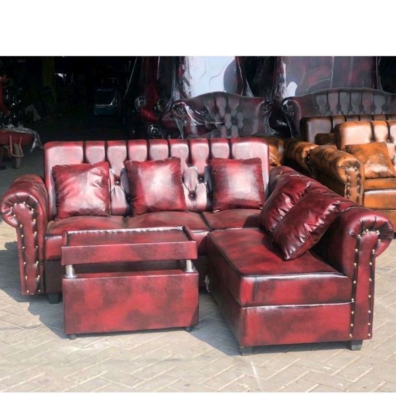 Sofa L Putus Kancing Oscar Wosh + Meja (Promo Harga)