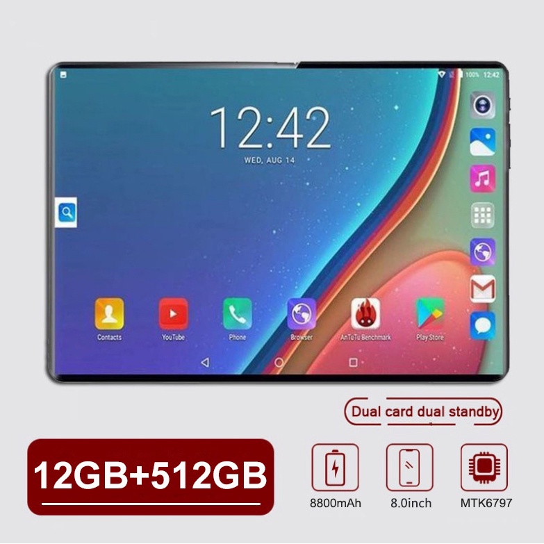 Hot Sale  2021 tablet 5G baru 12GB+512GB tablet pembelajaran Android laris manis Tablet Murah Tablet Android 8.0 Inci Layar Full Screen Layar Besar Wifi 5G Dual SIM Tablet Untuk Anak Belajar,Tablet Murah Cuci Gudang