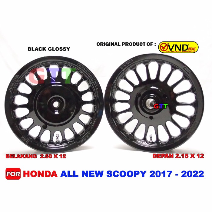 VELG RACING VND ROULLETE RING 12 HONDA ALL NEW SCOOPY FI HITAM GLOSSY