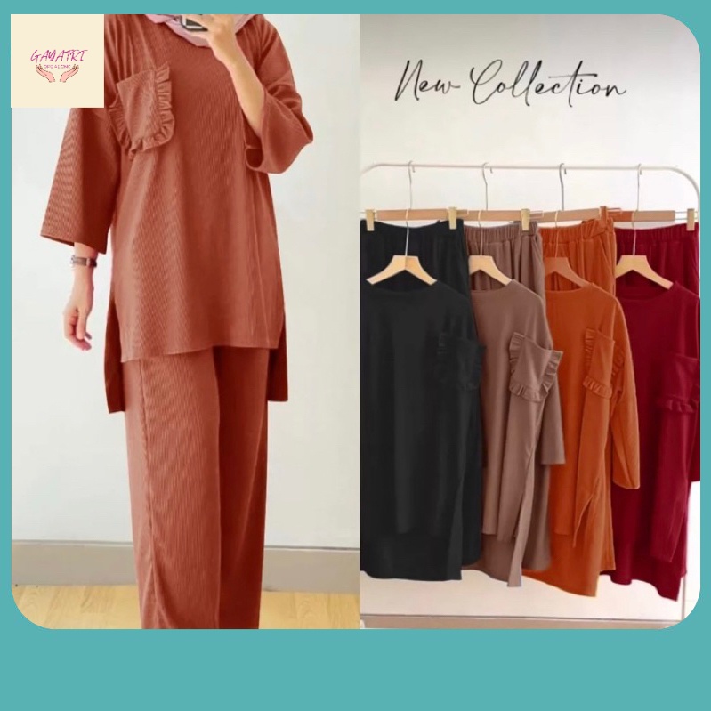 One Set Kekinian ONE SET CRINKLE KANTONG STELAN POLOS JUMBO BUSUI KANCING DEPAN NURA GROSIR PGMTA MU