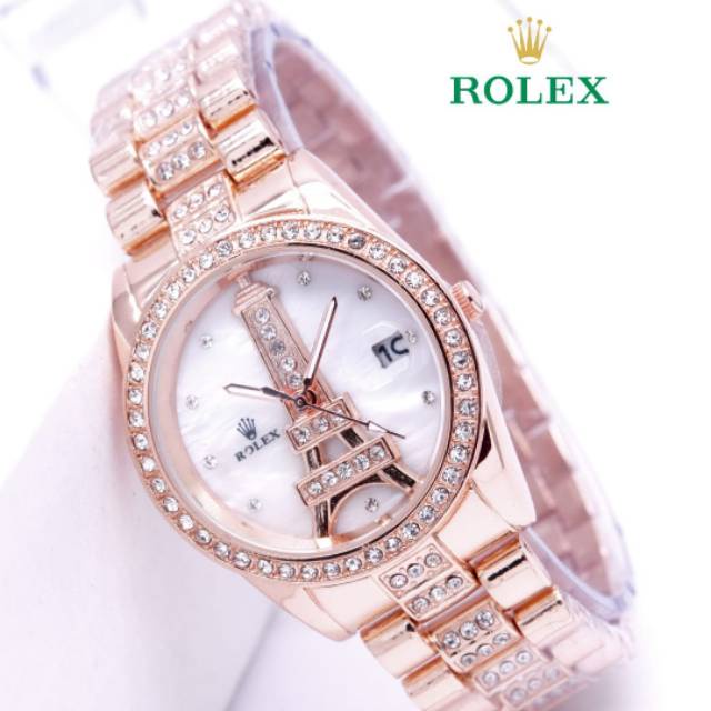 COD 6 Varian - Cod - Jam Tangan Fashion Wanita Rolex Paris Premium Super Model Rantai Stainless & Fu