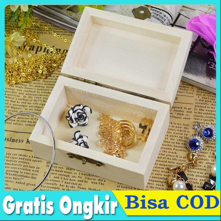 Kotak kayu / kotak cincin / kotak mahar kecil / Kotak uang kayu box polos jati belanda lokal