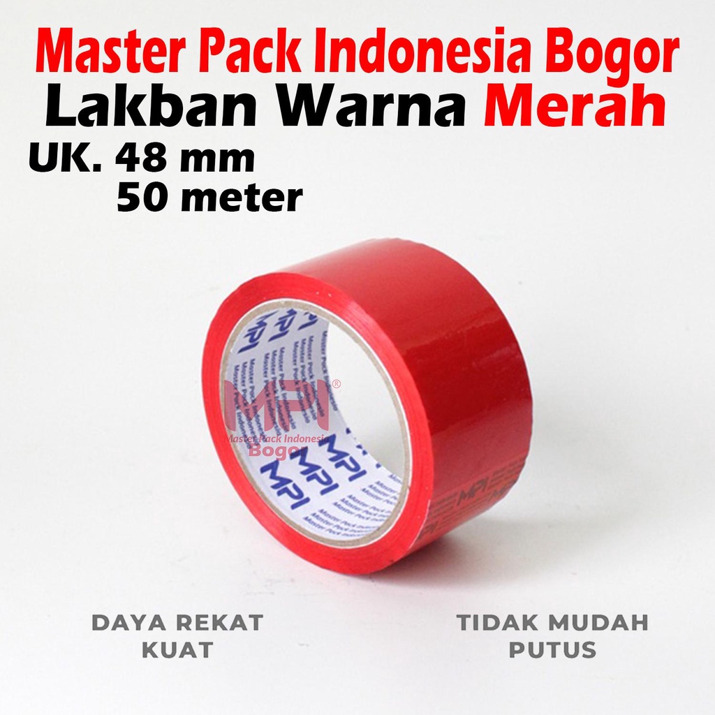 

Lakban Warna Merah 48 mm x 50 Meter - Lakban Warna Master Pack Indonesia