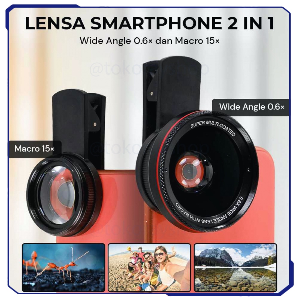 Lensa Smartphone 2 in 1 Wide Angle 0.6X Macro 15X - TKS37