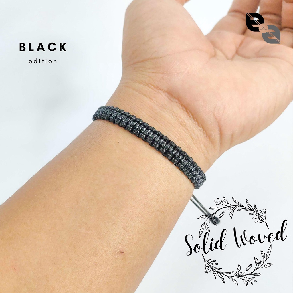 Solid Woved Bracelets Gelang Serut Polos Anyam Warna Hitam Pastel Untuk Wanita Pria Dewasa Anak Gela