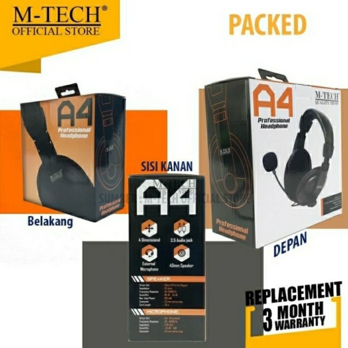 Headset Gaming M Tech A4 Jack 3.5mm Mtech