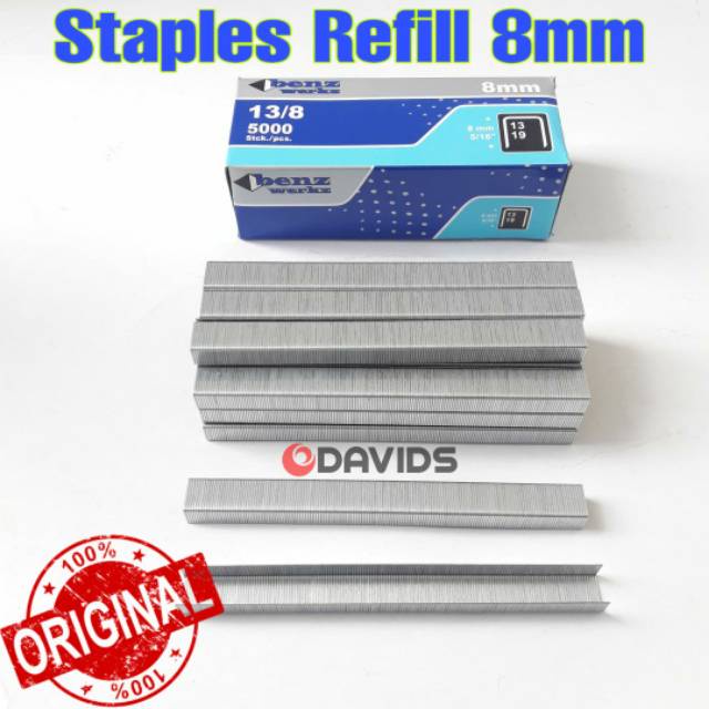 

Isi Staples Tembak Gun Tacker Stapler Setaples Seteples Refill Benz 8mm 13/8