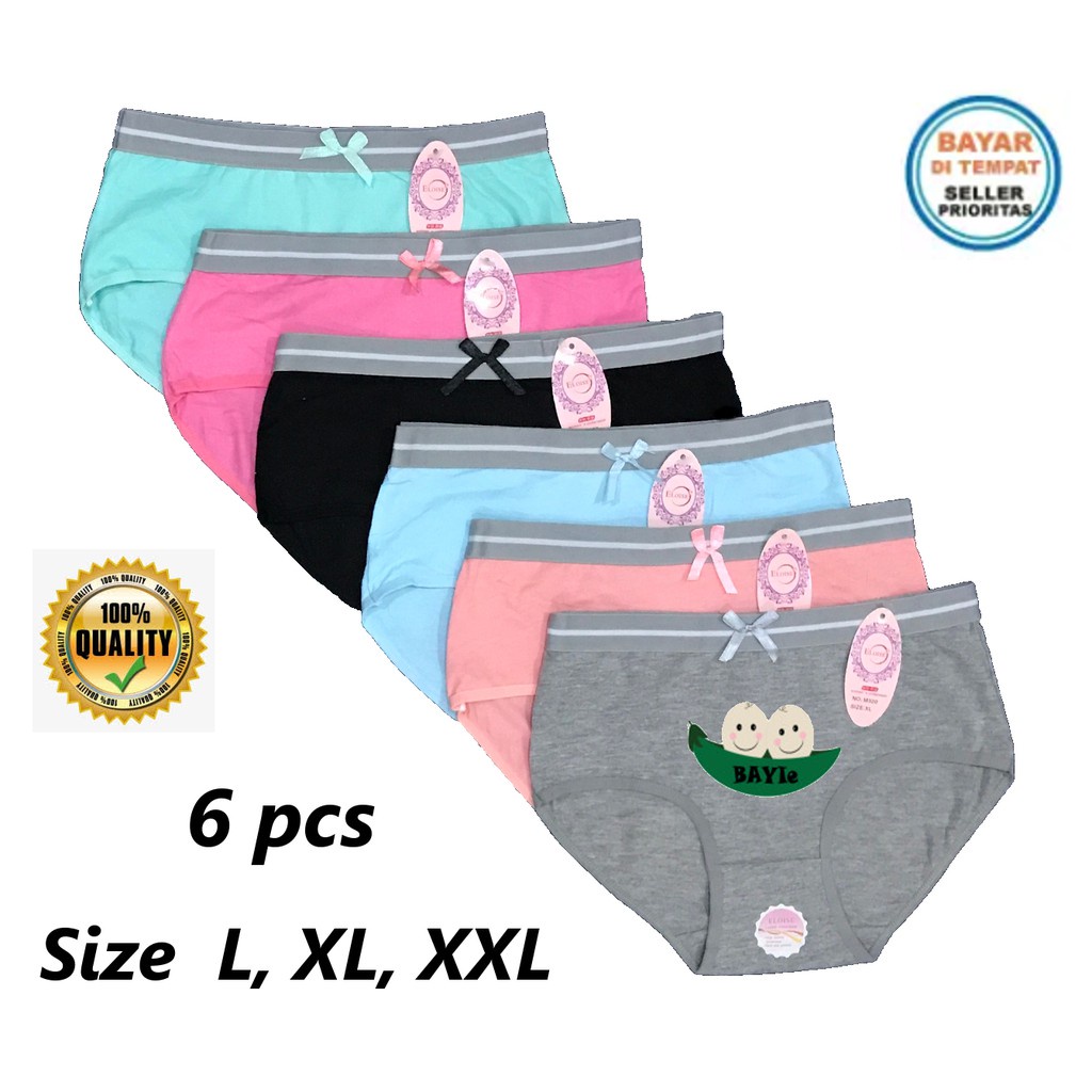 6 PCS Celana Dalam / CD Wanita Cewek ELOISE M320 Multi Colour L, XL, XXL