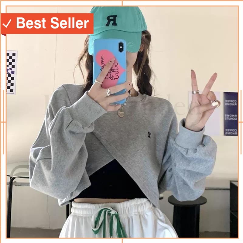 Fashion Promo Natal dan Tahun Baru korean style kekinian termurah / Sweater Wanita | Z sling Crop Sw
