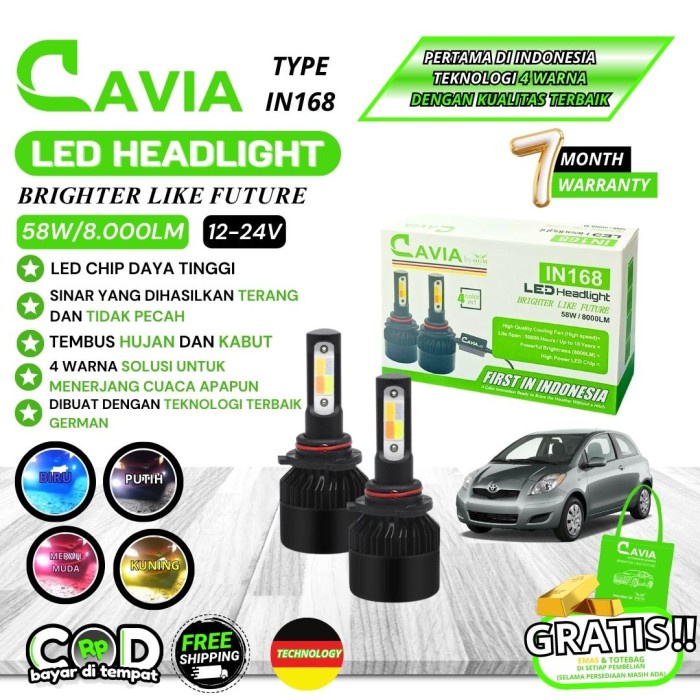CAVIA-LAMPU LED 4 WARNA TOYOTA YARIS TERANG TEMBUS KABUT&HUJAN