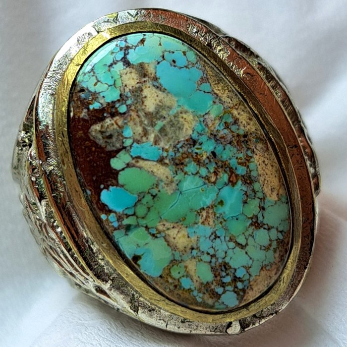 Cincin Batu Akik Natural Pirus Persia Iran Ijo Lawas Hijau Kuno Antik2