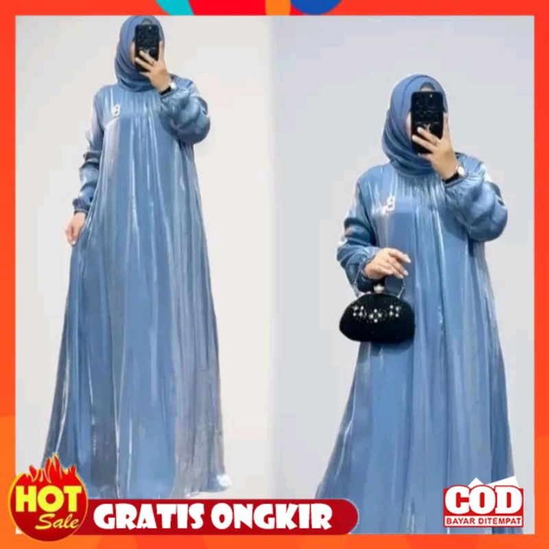 KAIN ADEM HALUS TEBAL / GAMIS SHIMMER SILK JUMBO PREMIUM ELISA DRESS TERBARU/GAMIS DEWASA/GAMIS TERB